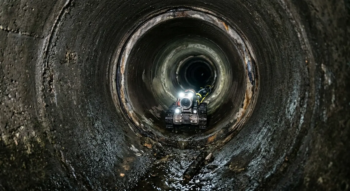Robotic sewer camera inspecting pipe interior for Drain Snake Service in East Bakersfield